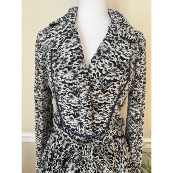 Altar'd State Womens Size M Black Gray Floral Velvet Lace Swing Jacket Belted - Picture 2 of 10